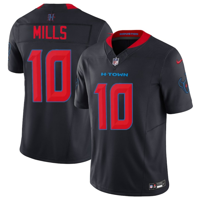 Men's Navy Houston Texans #10 Davis Mills 2nd Alternate 2025 F.U.S.E. Vapor Limited Stitched Football Jersey